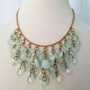 Cascading Mint Faux Glass Cascading Chain Necklace